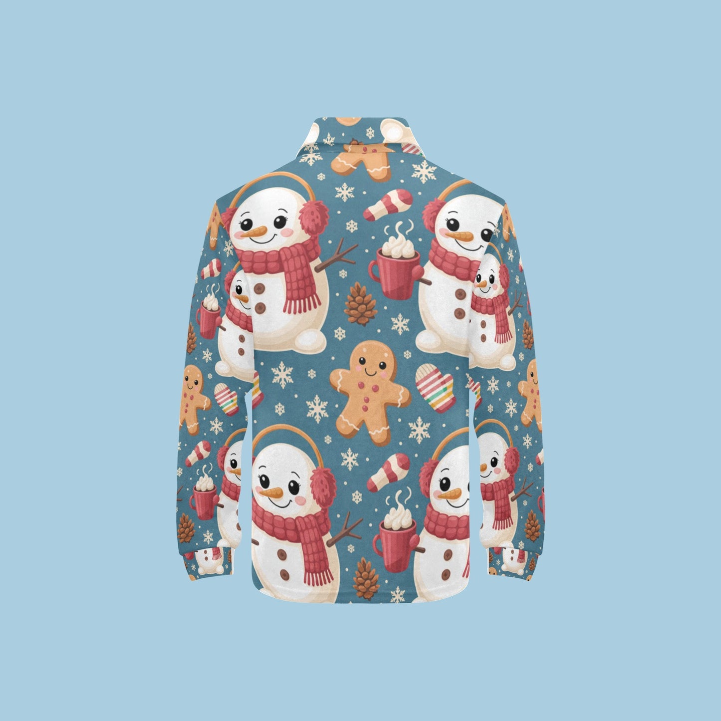 Little Boys’ Long Sleeve Christmas Polo Shirt – Santa & Reindeer, Snowman & Cocoa, or Gingerbread Wonderland | Festive Holiday Top for Kids (Ages 2–7)