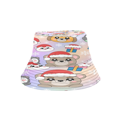 Unisex Christmas All Over Print Bucket Hat – Custom Holiday Polyester Hat for Summer, Outdoor, and Beach Activities – Festive Gift for Men & Women