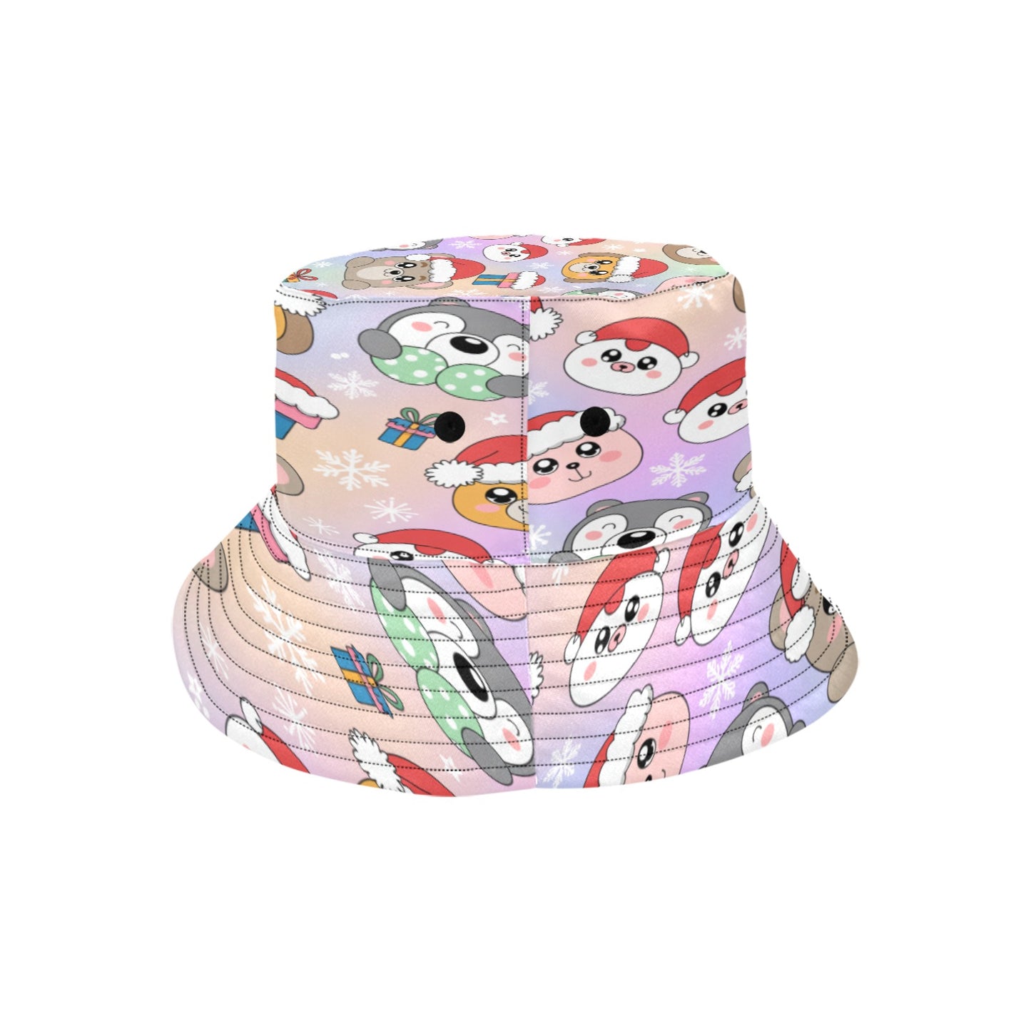 Unisex Christmas All Over Print Bucket Hat – Custom Holiday Polyester Hat for Summer, Outdoor, and Beach Activities – Festive Gift for Men & Women