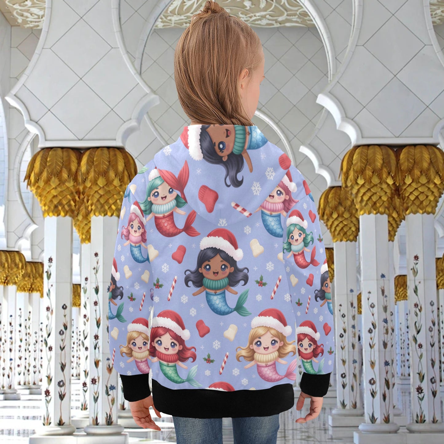 Big Girls' Christmas Hoodie – Long Sleeve Hooded Pullover for Ages 8-15