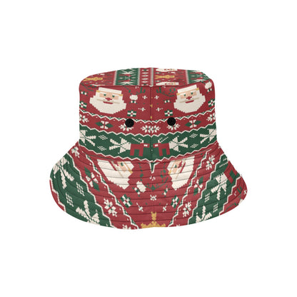 Unisex Christmas All Over Print Bucket Hat – Custom Holiday Polyester Hat for Summer, Outdoor, and Beach Activities – Festive Gift for Men & Women