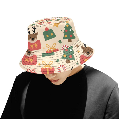 Men’s Christmas All Over Print Bucket Hat – Stylish Holiday Chino Cotton Twill Hat for Outdoor Activities – Festive Gift for Men