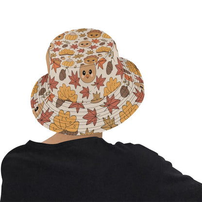 Men’s All Over Print Bucket Hat – Thanksgiving Fall Vibes Cotton Twill Hat for Men | Trendy Autumn Outdoor Hat