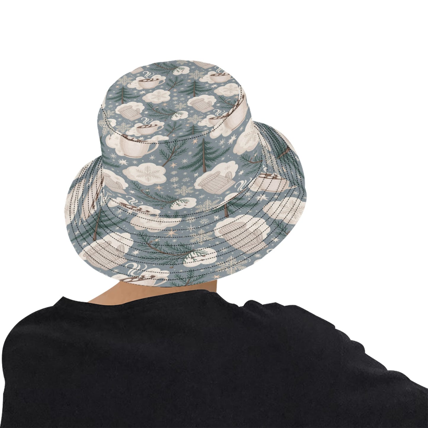 Unisex Christmas All Over Print Bucket Hat – Custom Holiday Polyester Hat for Summer, Outdoor, and Beach Activities – Festive Gift for Men & Women