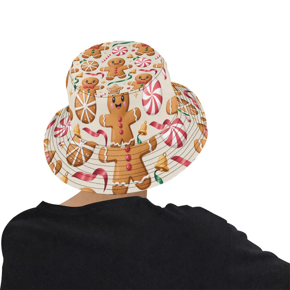 Men’s Christmas All Over Print Bucket Hat – Stylish Holiday Chino Cotton Twill Hat for Outdoor Activities – Festive Gift for Men