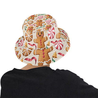 Men’s Christmas All Over Print Bucket Hat – Stylish Holiday Chino Cotton Twill Hat for Outdoor Activities – Festive Gift for Men