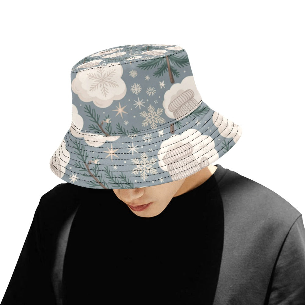 Men’s Christmas All Over Print Bucket Hat – Stylish Holiday Chino Cotton Twill Hat for Outdoor Activities – Festive Gift for Men