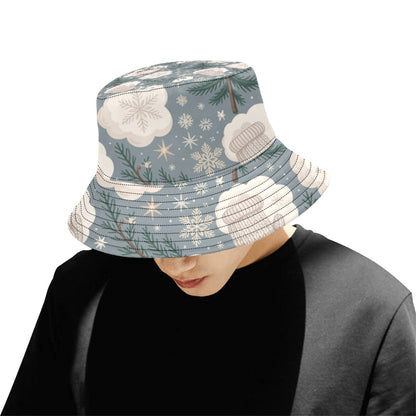 Men’s Christmas All Over Print Bucket Hat – Stylish Holiday Chino Cotton Twill Hat for Outdoor Activities – Festive Gift for Men