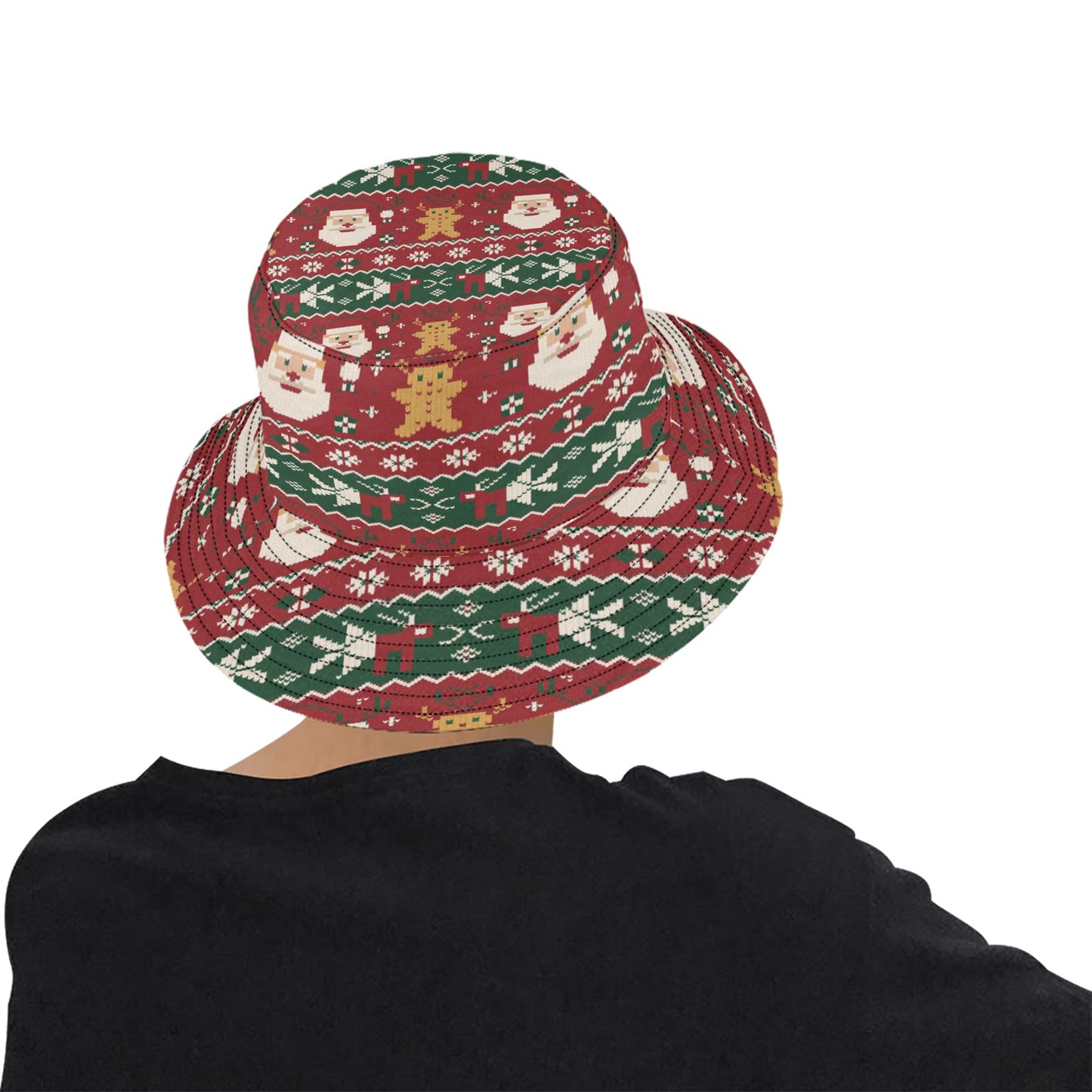 Unisex Christmas All Over Print Bucket Hat – Custom Holiday Polyester Hat for Summer, Outdoor, and Beach Activities – Festive Gift for Men & Women
