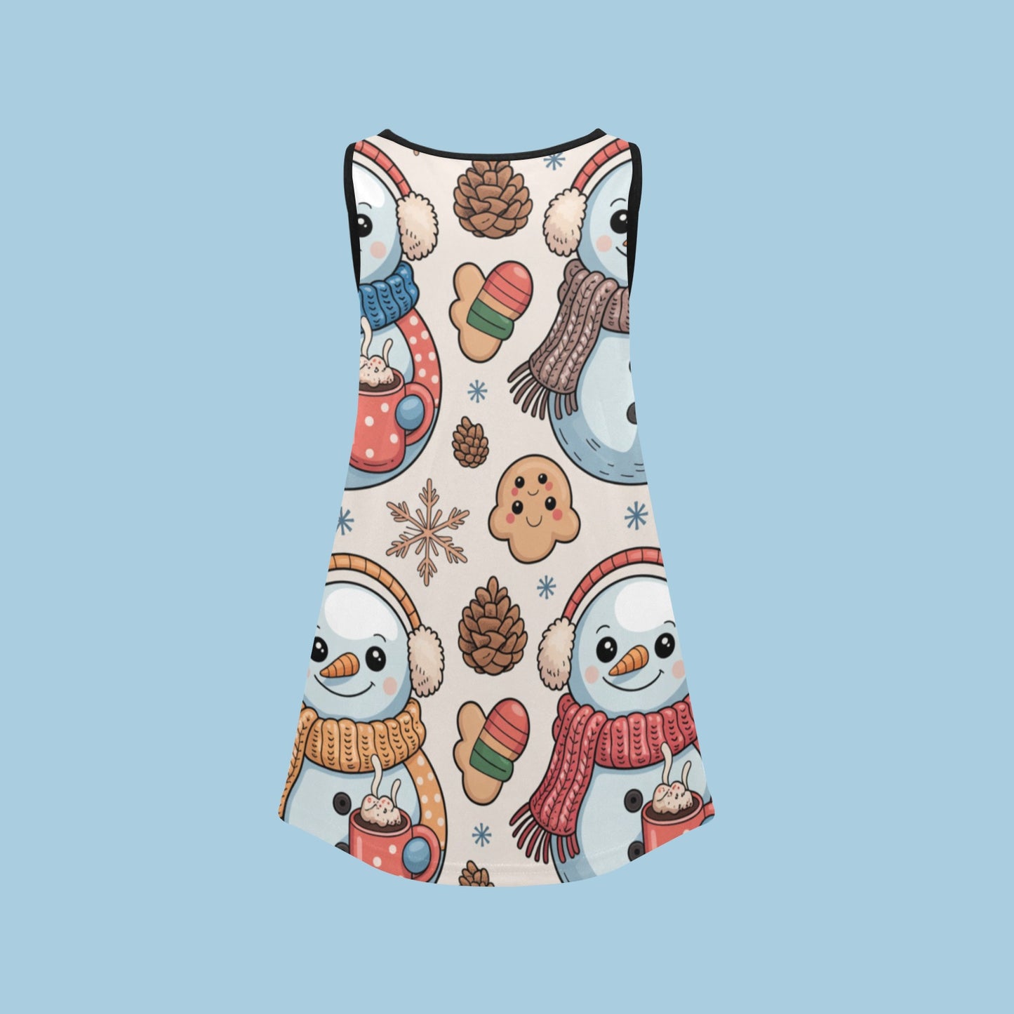 Girls' Christmas Sleeveless Dress – Soft Polyester Spandex, Breathable & Comfortable