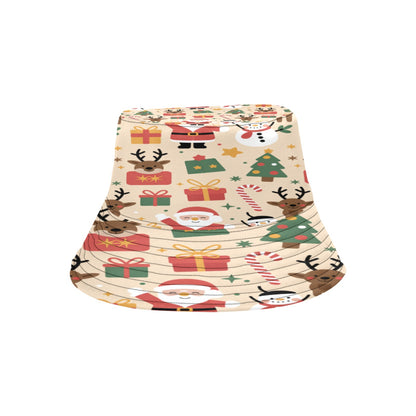 Unisex Christmas All Over Print Bucket Hat – Custom Holiday Polyester Hat for Summer, Outdoor, and Beach Activities – Festive Gift for Men & Women