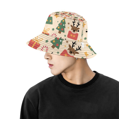 Men’s Christmas All Over Print Bucket Hat – Stylish Holiday Chino Cotton Twill Hat for Outdoor Activities – Festive Gift for Men