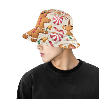 Men’s Christmas All Over Print Bucket Hat – Stylish Holiday Chino Cotton Twill Hat for Outdoor Activities – Festive Gift for Men