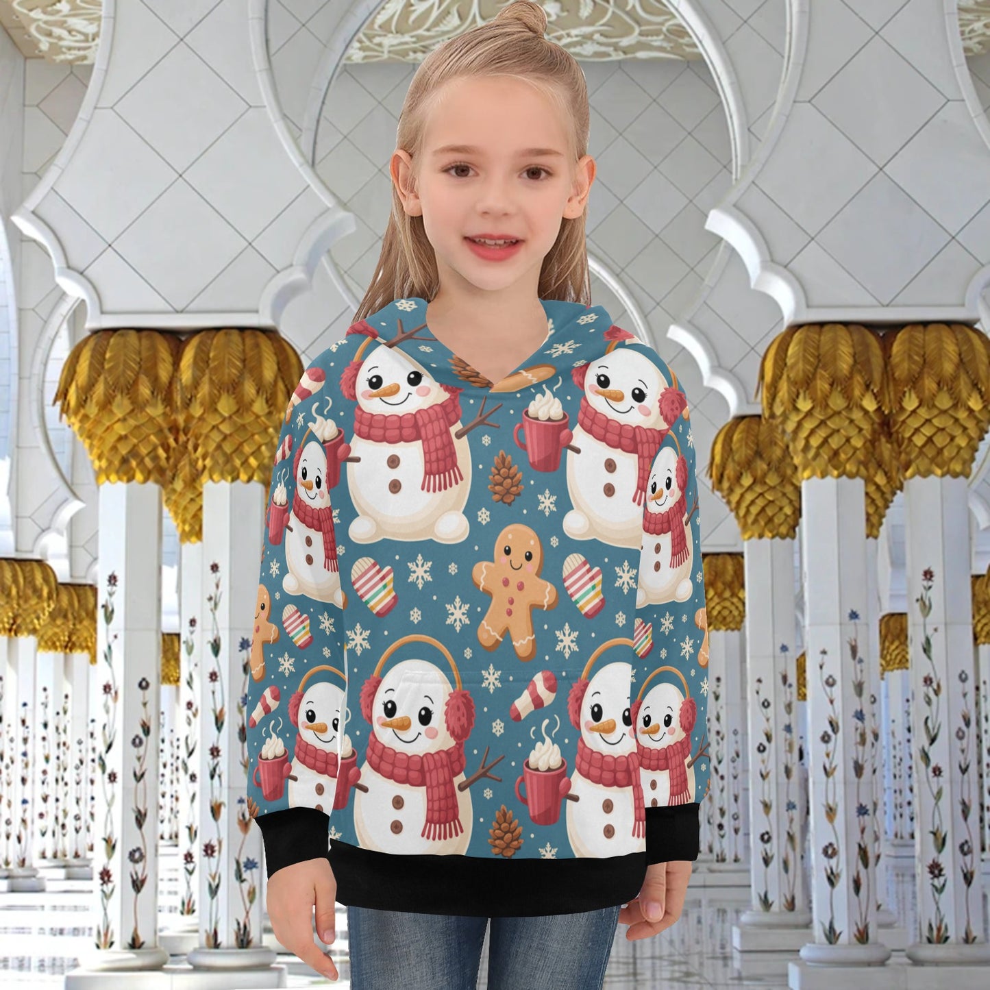 Big Girls' Christmas Hoodie – Long Sleeve Hooded Pullover for Ages 8-15