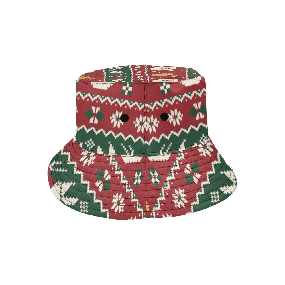 Men’s Christmas All Over Print Bucket Hat – Stylish Holiday Chino Cotton Twill Hat for Outdoor Activities – Festive Gift for Men