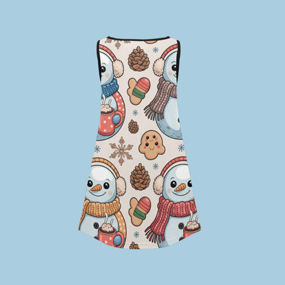 Girls' Christmas Sleeveless Dress – Soft Polyester Spandex, Breathable & Comfortable
