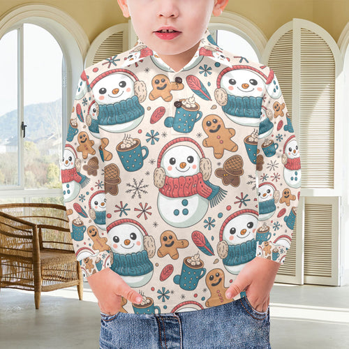 Little Boys’ Long Sleeve Christmas Polo Shirt – Santa & Reindeer, Snowman & Cocoa, or Gingerbread Wonderland | Festive Holiday Top for Kids (Ages 2–7)