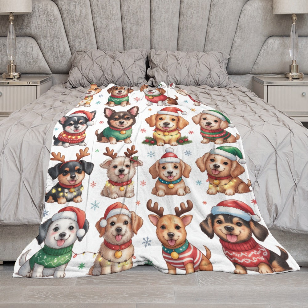 Cute Christmas Dog Blanket Cozy Anti-Pilling Flannel Throw for Dog Lovers  Soft Warm Holiday Blanket for Home, Couch & Gifts