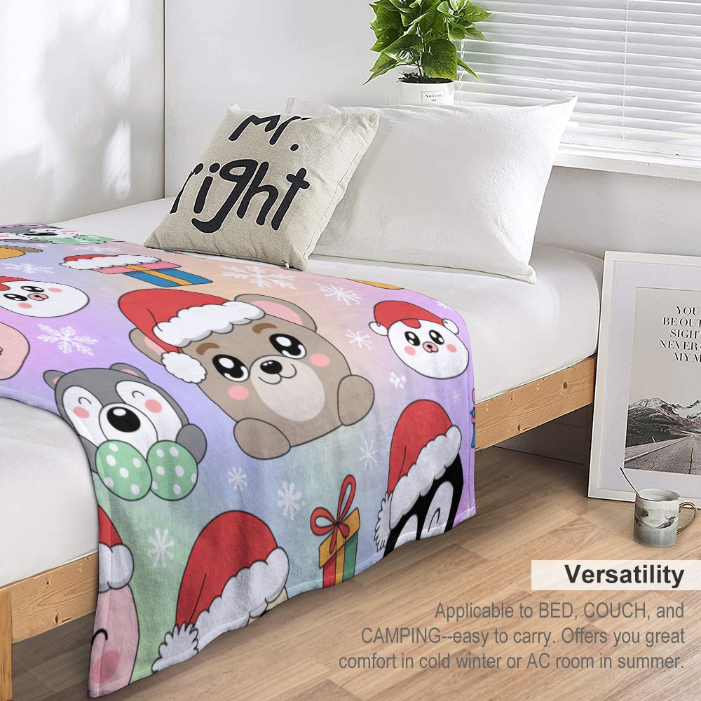 Christmas Ultra Soft Flannel Blanket – Cozy Holiday Throw, Warm Fleece Blanket for Bed & Sofa,