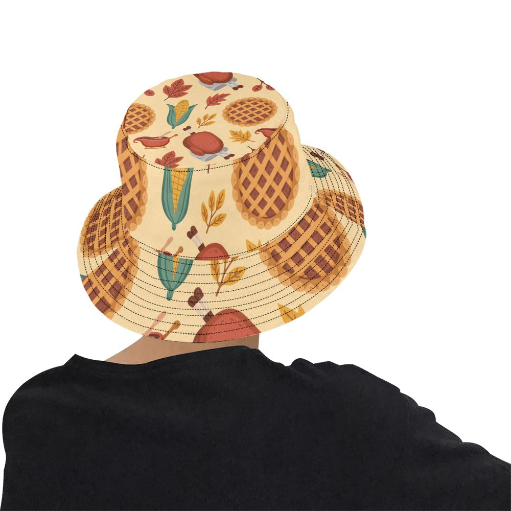 Men’s All Over Print Bucket Hat – Thanksgiving Fall Vibes Cotton Twill Hat for Men | Trendy Autumn Outdoor Hat