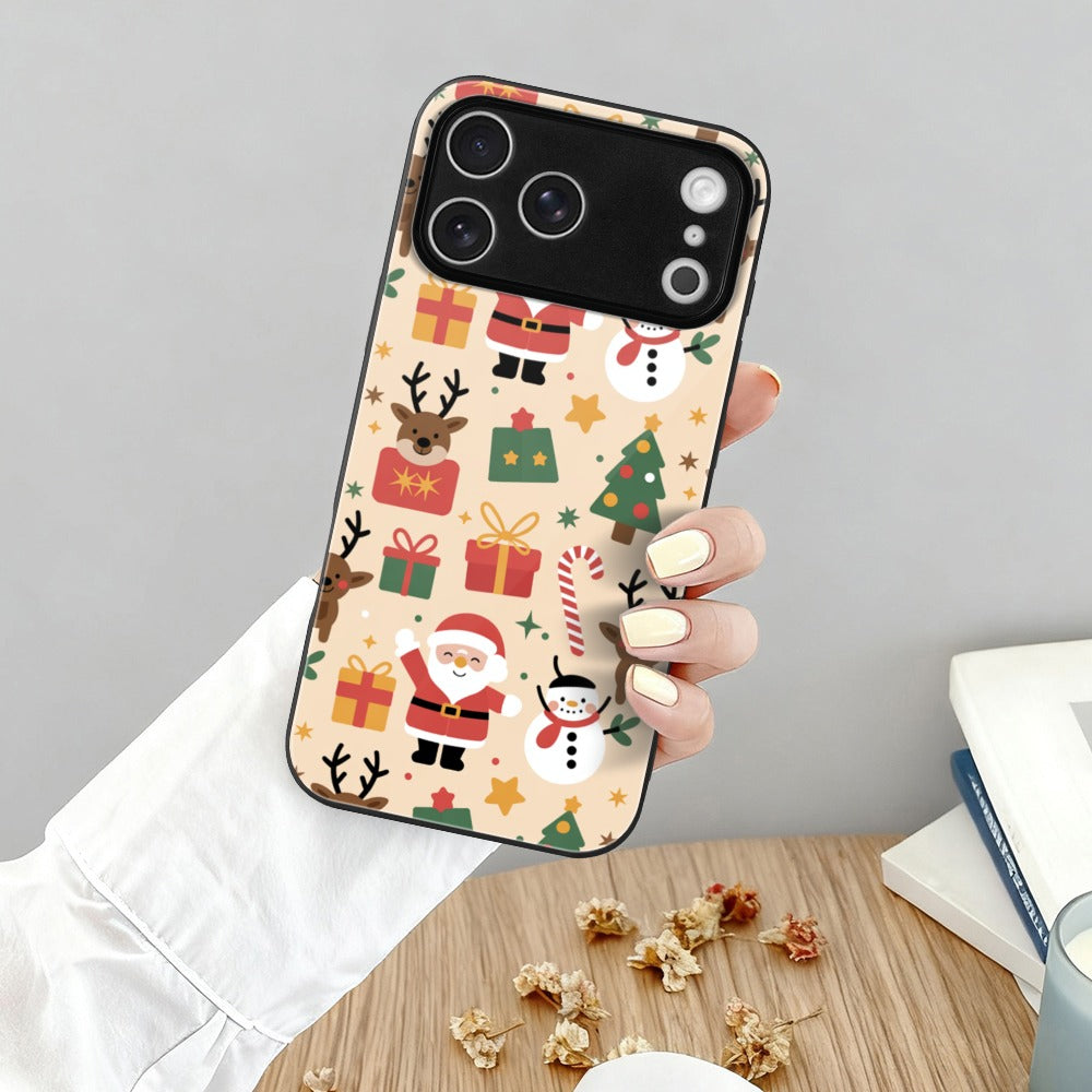 Christmas Glass Phone Case for iPhone 17 Series – Shockproof Anti-Scratch Cover
