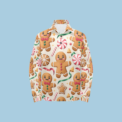 Little Boys’ Long Sleeve Christmas Polo Shirt – Santa & Reindeer, Snowman & Cocoa, or Gingerbread Wonderland | Festive Holiday Top for Kids (Ages 2–7)