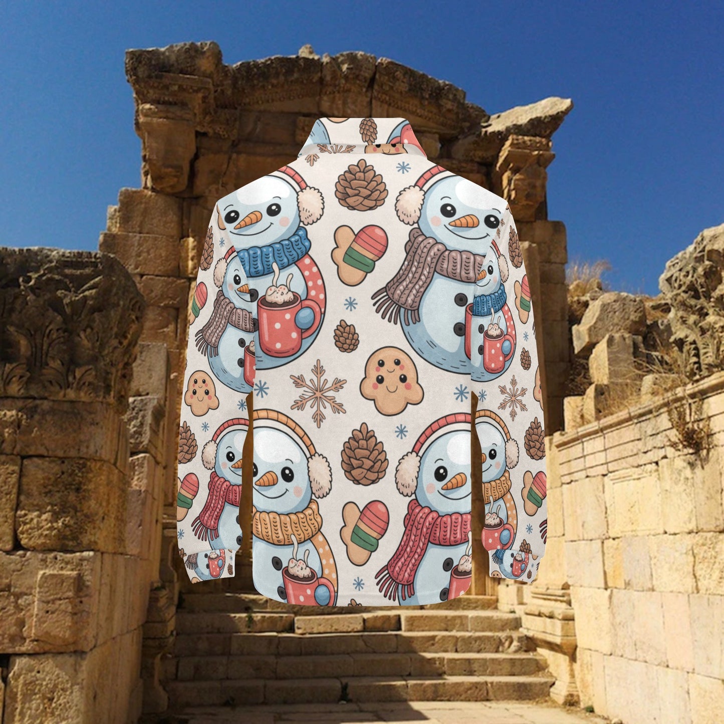 Little Boys’ Long Sleeve Christmas Polo Shirt – Santa & Reindeer, Snowman & Cocoa, or Gingerbread Wonderland | Festive Holiday Top for Kids (Ages 2–7)