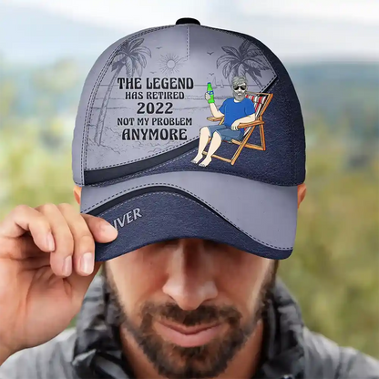 Retired classic cap, 'The Legend Has Retired' design, polyester-cotton blend, retirement gift.