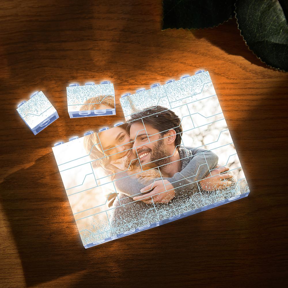 Custom LED photo block, couple's photo displayed on a brick style block, DIY gift.