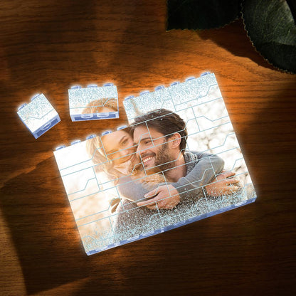 Custom LED photo block, couple's photo displayed on a brick style block, DIY gift.