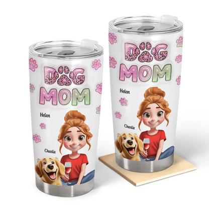 Dog Mom personalized stainless steel tumbler with custom design, perfect gift for dog lovers