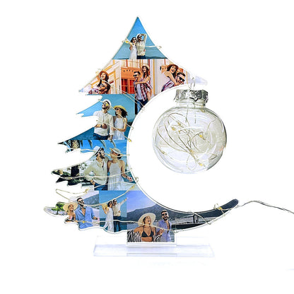 Custom photo Christmas tree night light home decor gift, photo collage tree acrylic lamp