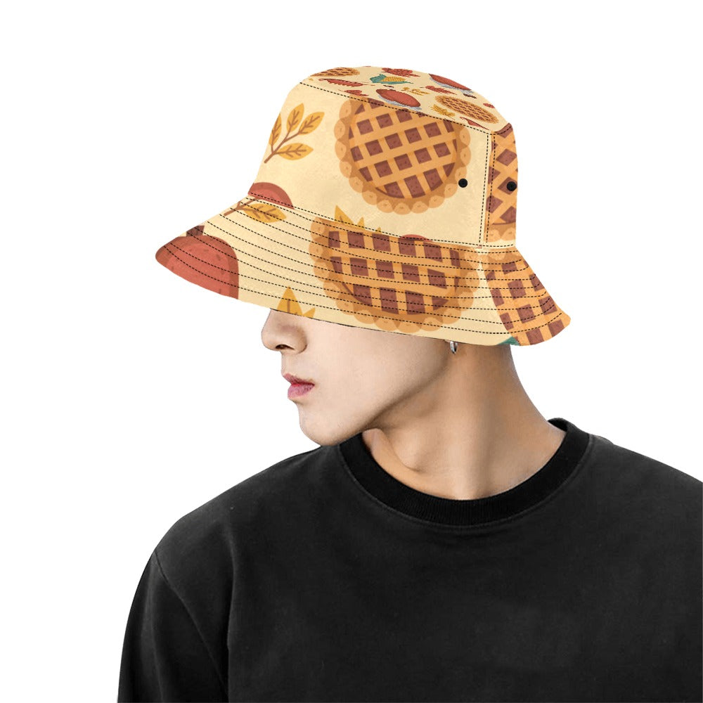 Men’s All Over Print Bucket Hat – Thanksgiving Fall Vibes Cotton Twill Hat for Men | Trendy Autumn Outdoor Hat