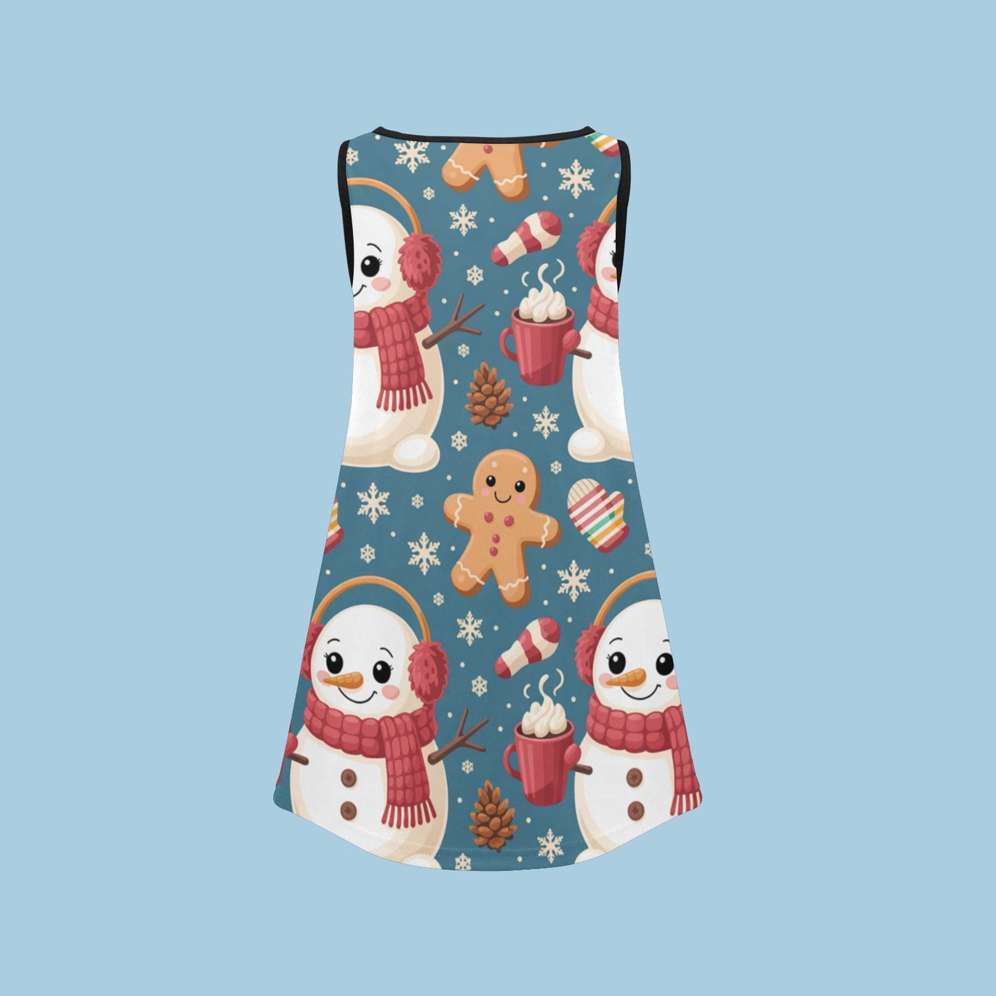 Girls' Christmas Sleeveless Dress – Soft Polyester Spandex, Breathable & Comfortable