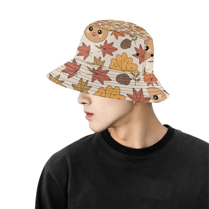 Men’s All Over Print Bucket Hat – Thanksgiving Fall Vibes Cotton Twill Hat for Men | Trendy Autumn Outdoor Hat