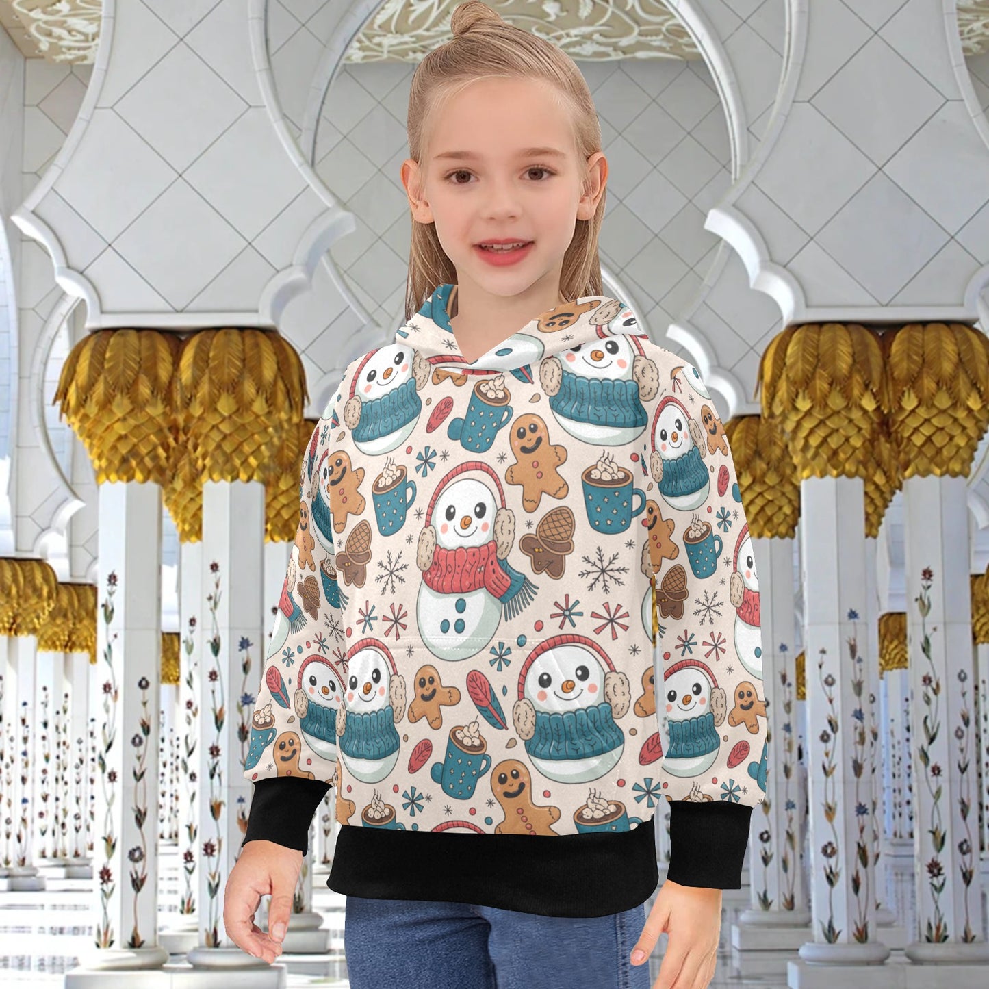 Big Girls' Christmas Hoodie – Long Sleeve Hooded Pullover for Ages 8-15