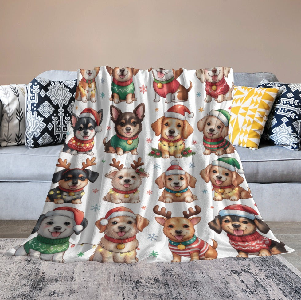 Cute Christmas Dog Blanket Cozy Anti-Pilling Flannel Throw for Dog Lovers  Soft Warm Holiday Blanket for Home, Couch & Gifts