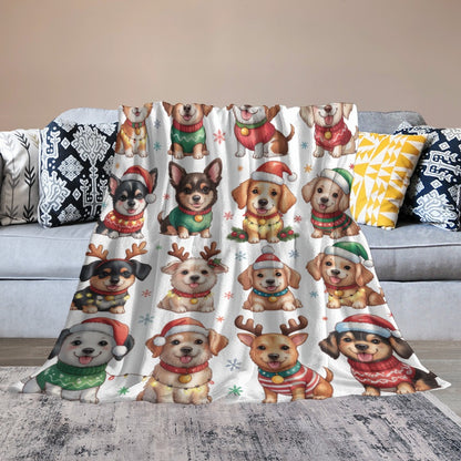 Cute Christmas Dog Blanket Cozy Anti-Pilling Flannel Throw for Dog Lovers  Soft Warm Holiday Blanket for Home, Couch & Gifts