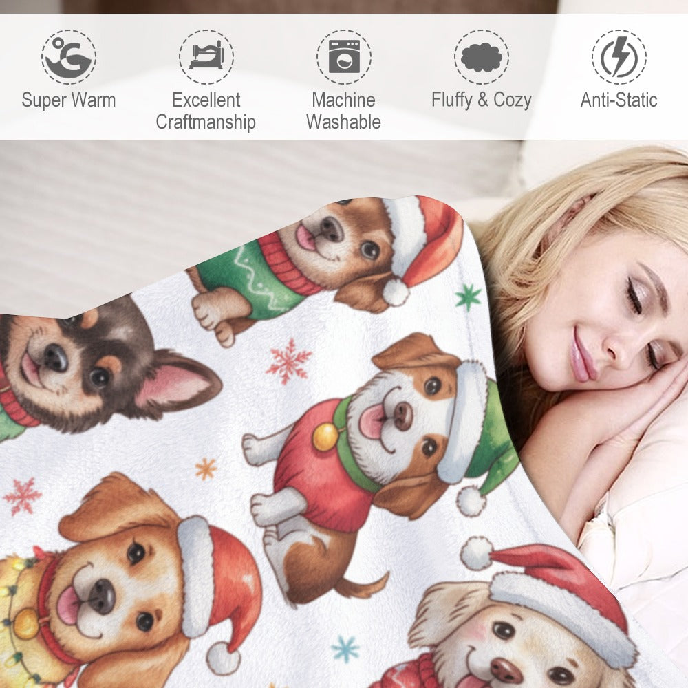 Cute Christmas Dog Blanket Cozy Anti-Pilling Flannel Throw for Dog Lovers  Soft Warm Holiday Blanket for Home, Couch & Gifts
