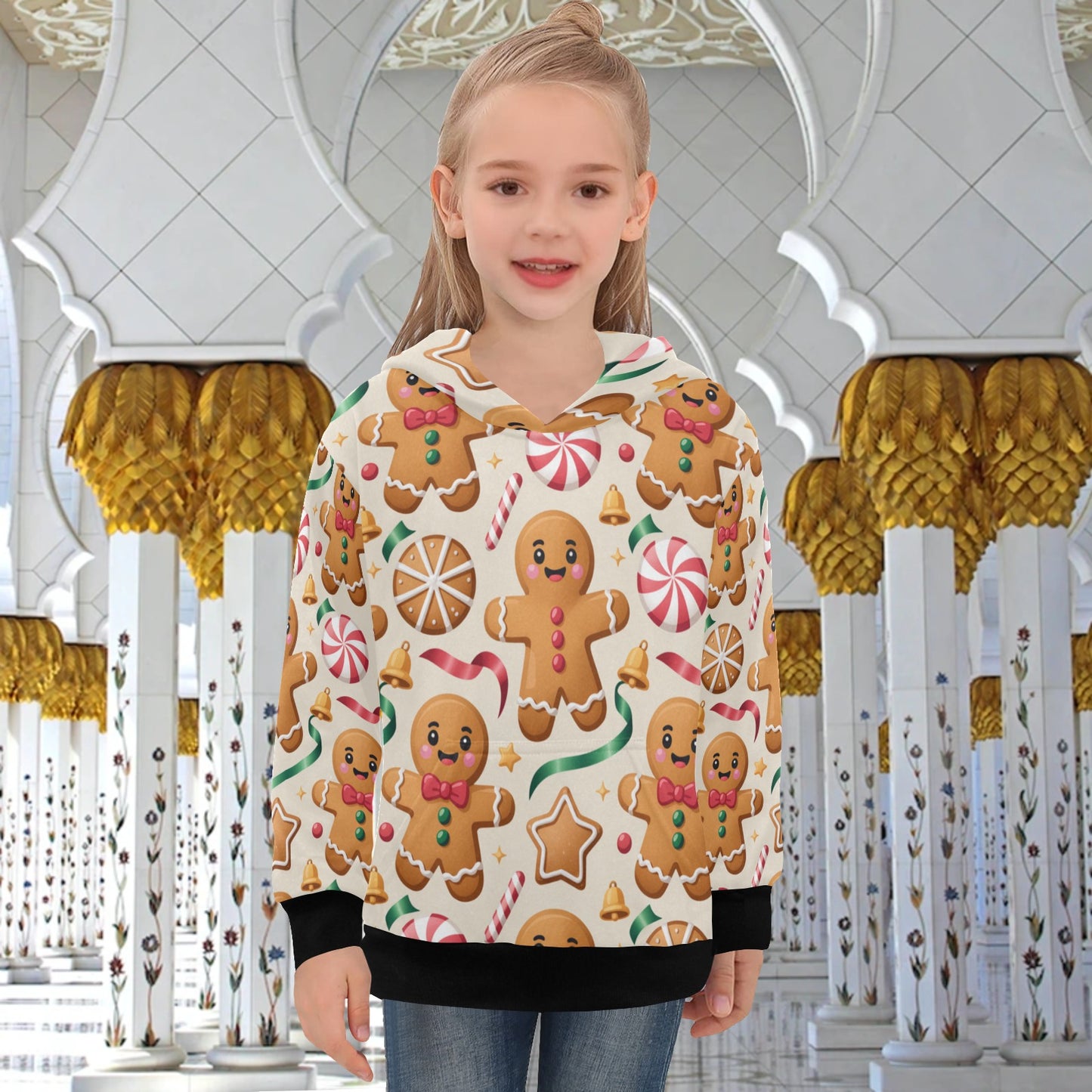 Big Girls' Christmas Hoodie – Long Sleeve Hooded Pullover for Ages 8-15