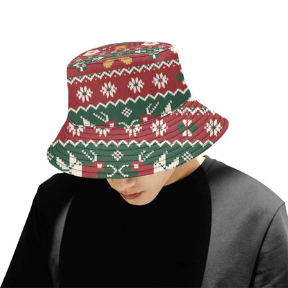 Men’s Christmas All Over Print Bucket Hat – Stylish Holiday Chino Cotton Twill Hat for Outdoor Activities – Festive Gift for Men