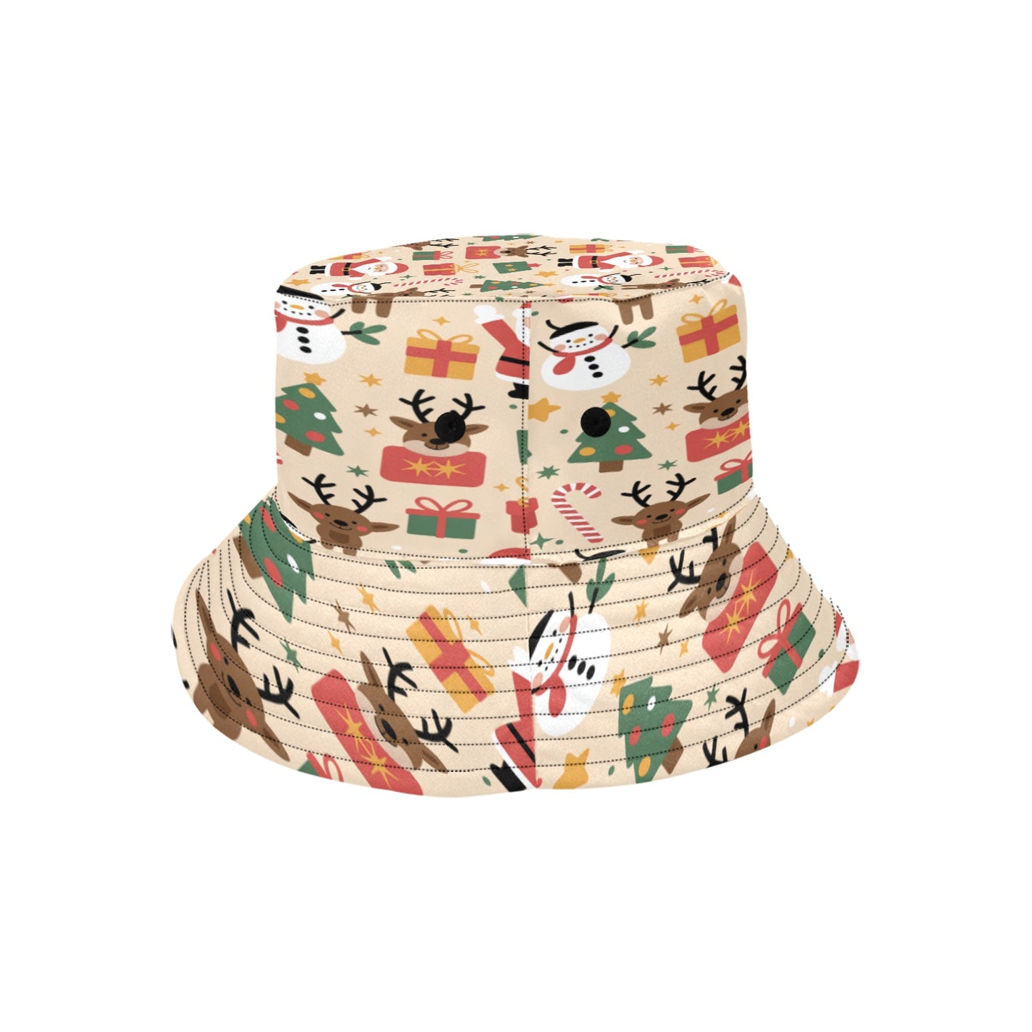 Unisex Christmas All Over Print Bucket Hat – Custom Holiday Polyester Hat for Summer, Outdoor, and Beach Activities – Festive Gift for Men & Women