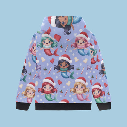 Big Girls' Christmas Hoodie – Long Sleeve Hooded Pullover for Ages 8-15