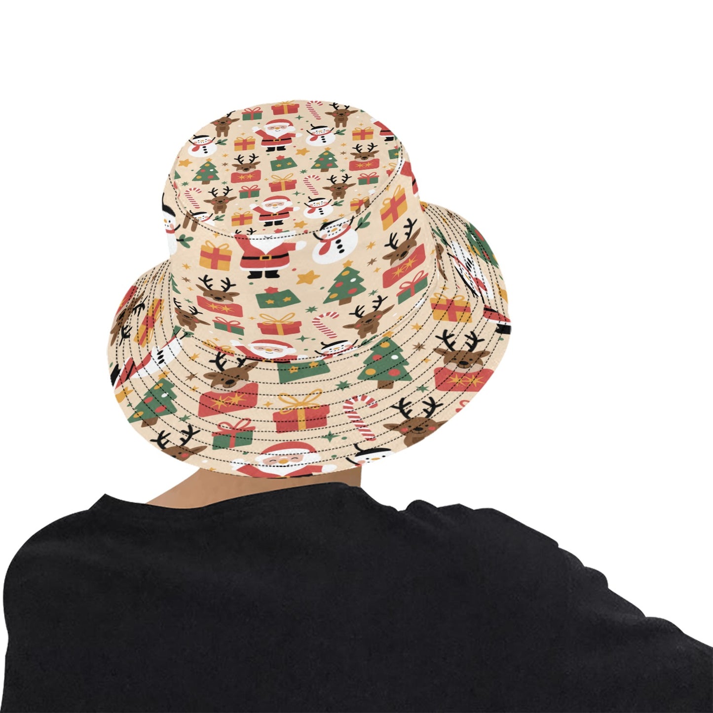 Unisex Christmas All Over Print Bucket Hat – Custom Holiday Polyester Hat for Summer, Outdoor, and Beach Activities – Festive Gift for Men & Women