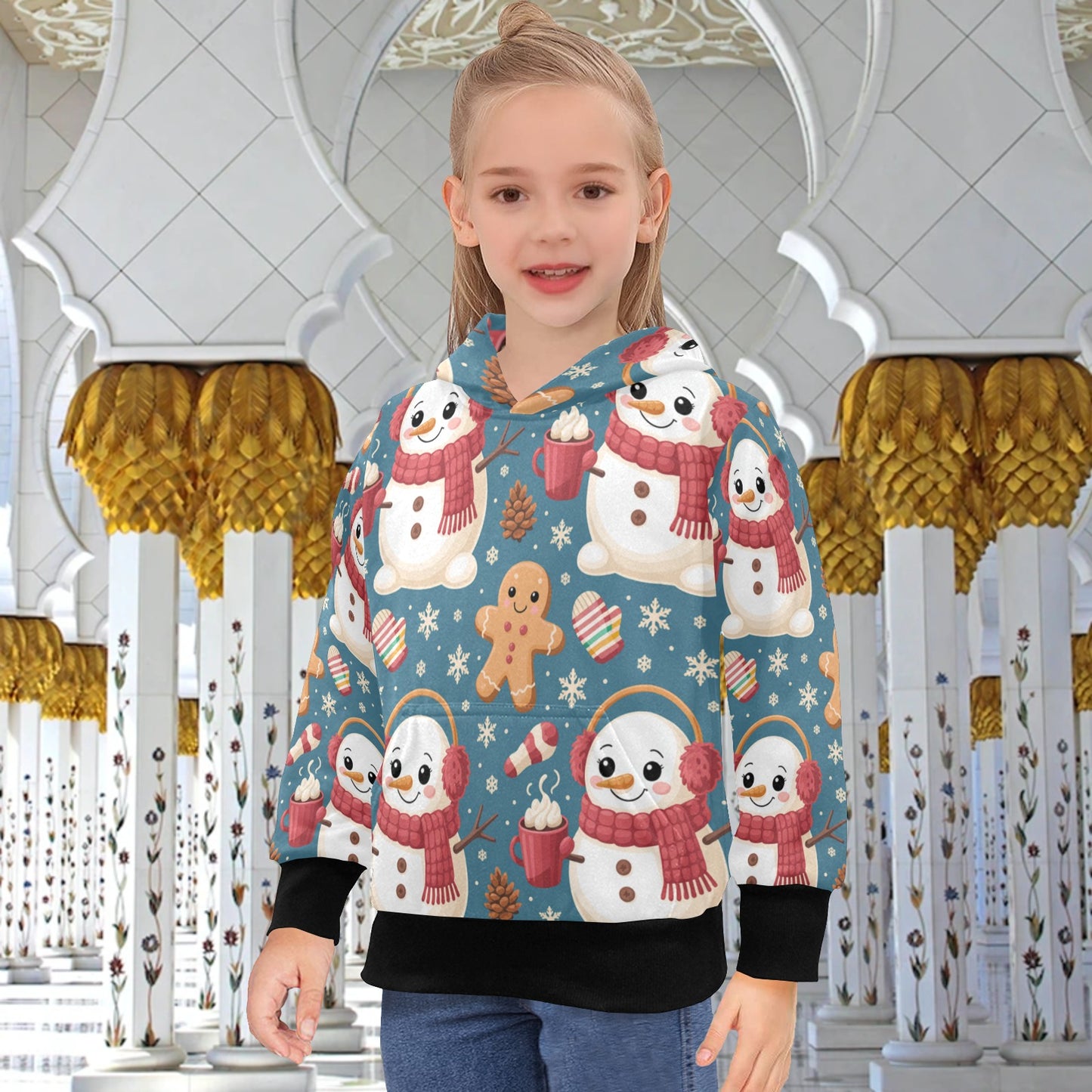 Big Girls' Christmas Hoodie – Long Sleeve Hooded Pullover for Ages 8-15