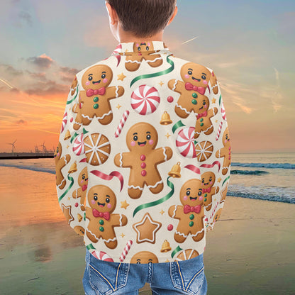 Little Boys’ Long Sleeve Christmas Polo Shirt – Santa & Reindeer, Snowman & Cocoa, or Gingerbread Wonderland | Festive Holiday Top for Kids (Ages 2–7)