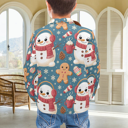 Little Boys’ Long Sleeve Christmas Polo Shirt – Santa & Reindeer, Snowman & Cocoa, or Gingerbread Wonderland | Festive Holiday Top for Kids (Ages 2–7)