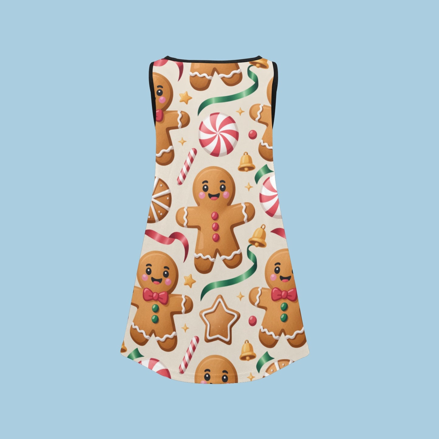 Girls' Christmas Sleeveless Dress – Soft Polyester Spandex, Breathable & Comfortable