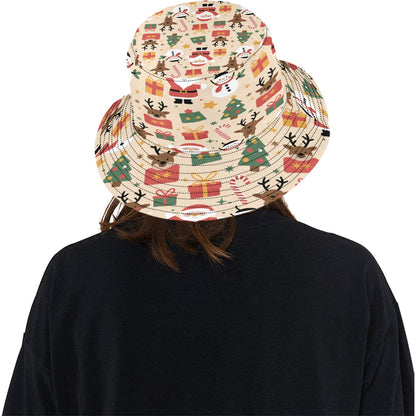 Unisex Christmas All Over Print Bucket Hat – Custom Holiday Polyester Hat for Summer, Outdoor, and Beach Activities – Festive Gift for Men & Women