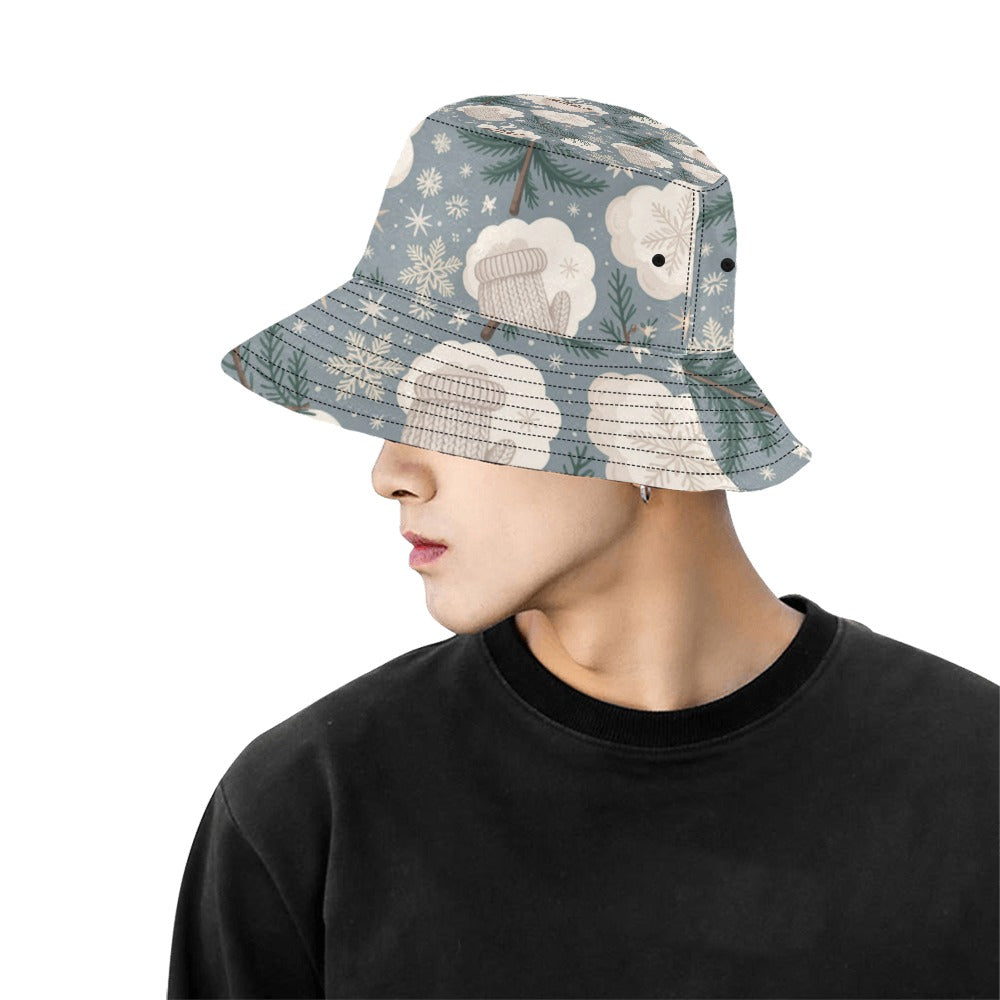 Men’s Christmas All Over Print Bucket Hat – Stylish Holiday Chino Cotton Twill Hat for Outdoor Activities – Festive Gift for Men